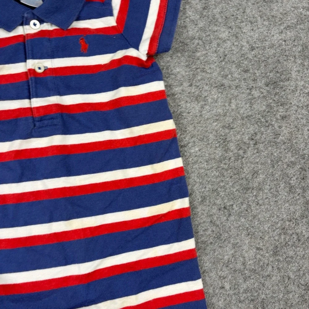 Ralph Lauren Romper Baby 6 Month Striped Red White Blue Polo Short Sleeve